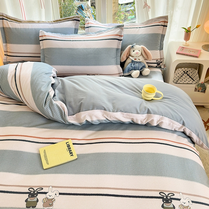 91家纺网 家纺一手货源 找家纺 拾物记 2025新款A类全棉纯棉加厚超柔磨毛单被套（提供买家秀质检报告和实验视频） 甜甜兔-蓝