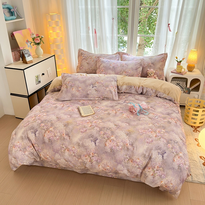 91家纺网 家纺一手货源 找家纺 拾物记 2025新款A类全棉纯棉加厚超柔磨毛单被套（提供买家秀质检报告和实验视频） 雾野花蝶