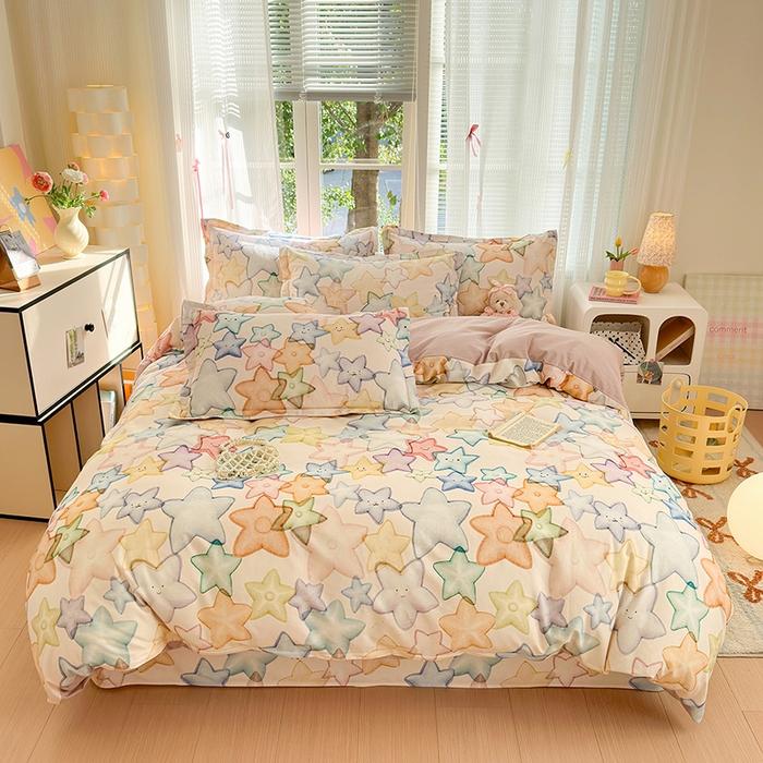 91家纺网 家纺一手货源 找家纺 拾物记 2025新款A类全棉纯棉加厚超柔磨毛单被套（提供买家秀质检报告和实验视频） 星晚-粉