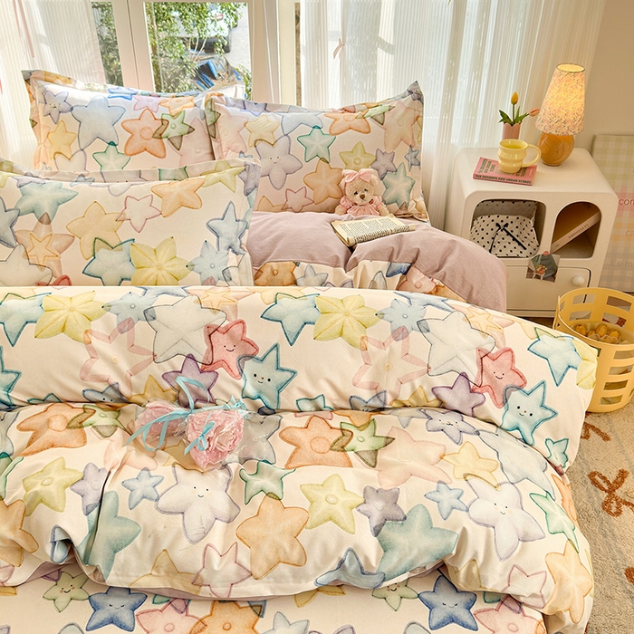 91家纺网 家纺一手货源 找家纺 拾物记 2025新款A类全棉纯棉加厚超柔磨毛单被套（提供买家秀质检报告和实验视频） 星晚-粉