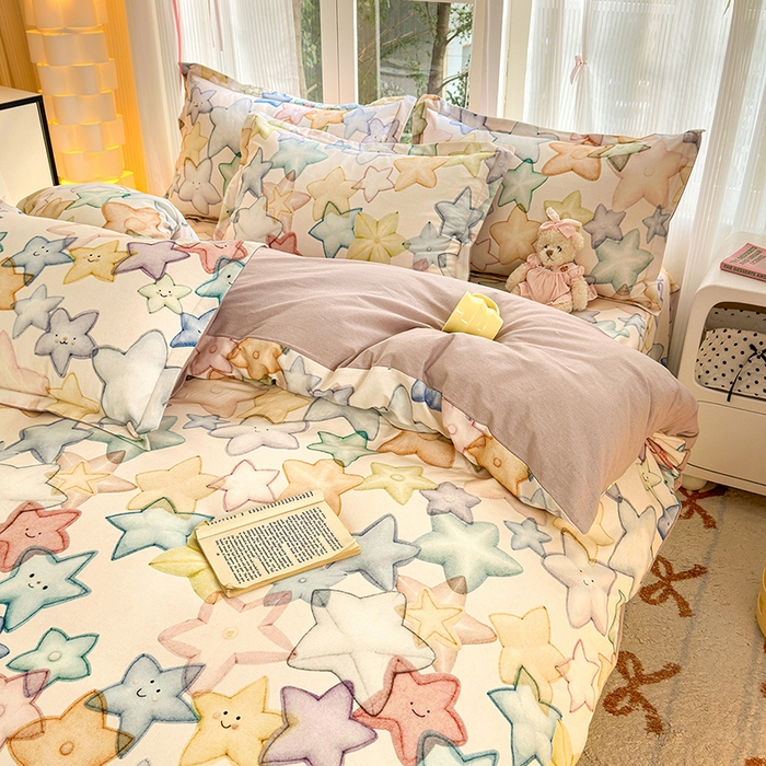 91家纺网 家纺一手货源 找家纺 拾物记 2025新款A类全棉纯棉加厚超柔磨毛单被套（提供买家秀质检报告和实验视频） 星晚-粉