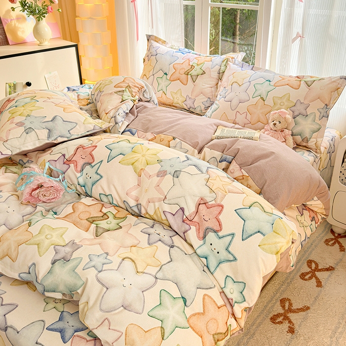 91家纺网 家纺一手货源 找家纺 拾物记 2025新款A类全棉纯棉加厚超柔磨毛单被套（提供买家秀质检报告和实验视频） 星晚-粉