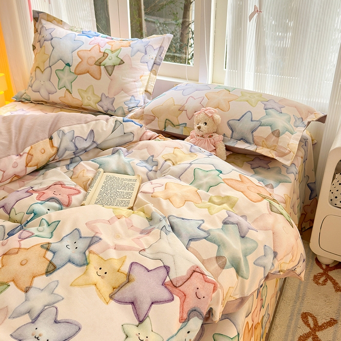 91家纺网 家纺一手货源 找家纺 拾物记 2025新款A类全棉纯棉加厚超柔磨毛单被套（提供买家秀质检报告和实验视频） 星晚-粉