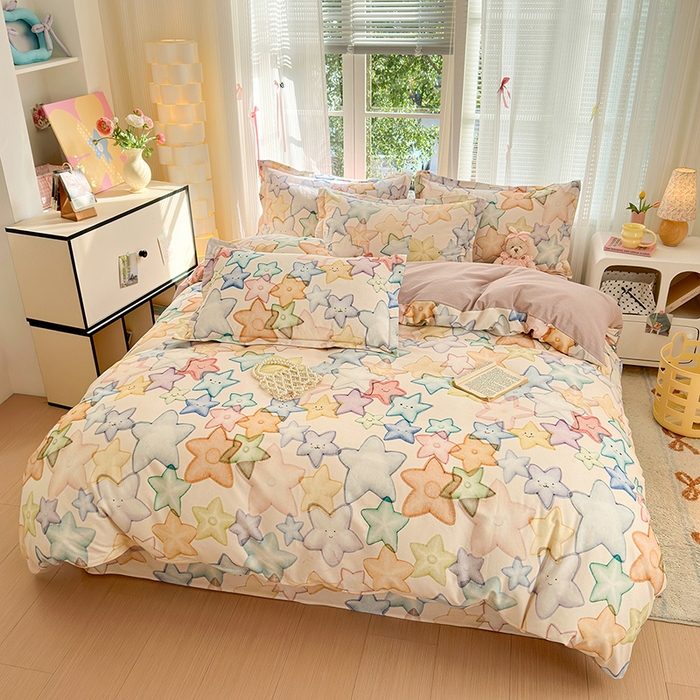 91家纺网 家纺一手货源 找家纺 拾物记 2025新款A类全棉纯棉加厚超柔磨毛单被套（提供买家秀质检报告和实验视频） 星晚-粉