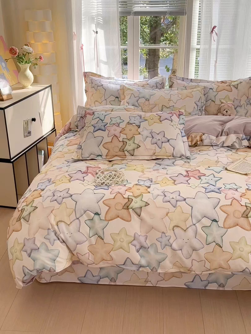 91家纺网 家纺一手货源 找家纺 拾物记 2025新款A类全棉纯棉加厚超柔磨毛单被套（提供买家秀质检报告和实验视频） 星晚-粉