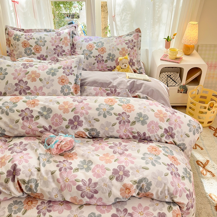 91家纺网 家纺一手货源 找家纺 拾物记 2025新款A类全棉纯棉加厚超柔磨毛单被套（提供买家秀质检报告和实验视频） 忆甜米紫