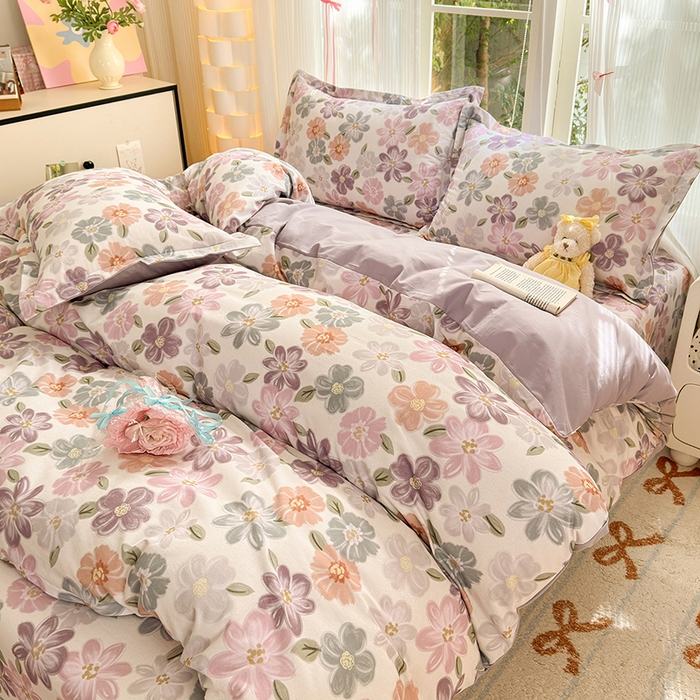 91家纺网 家纺一手货源 找家纺 拾物记 2025新款A类全棉纯棉加厚超柔磨毛单被套（提供买家秀质检报告和实验视频） 忆甜米紫