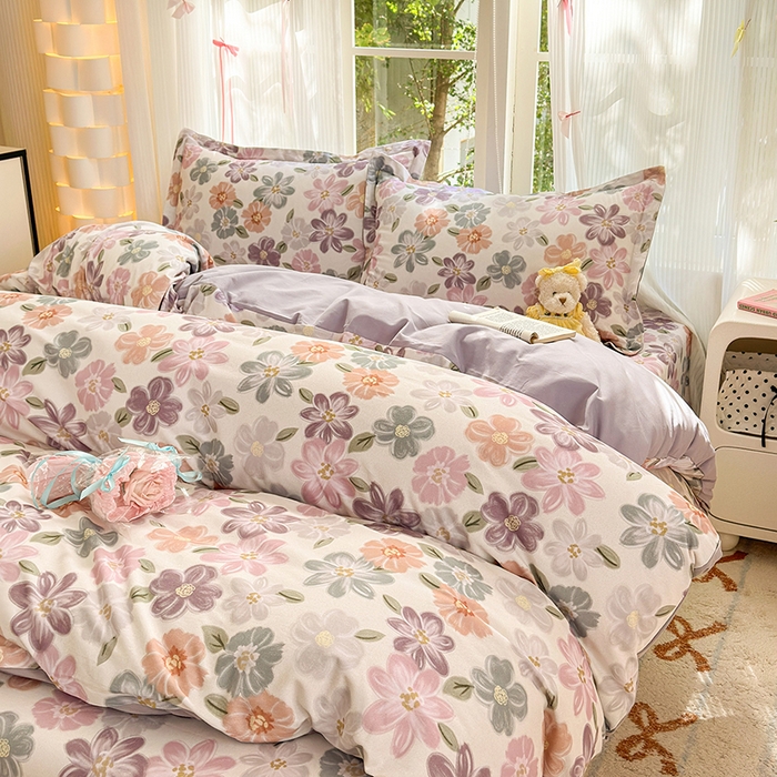 91家纺网 家纺一手货源 找家纺 拾物记 2025新款A类全棉纯棉加厚超柔磨毛单被套（提供买家秀质检报告和实验视频） 忆甜米紫