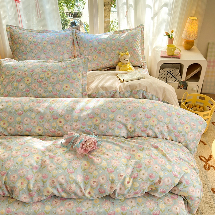 91家纺网 家纺一手货源 找家纺 拾物记 2025新款A类全棉纯棉加厚超柔磨毛单被套（提供买家秀质检报告和实验视频） 樱絮仙踪-兰