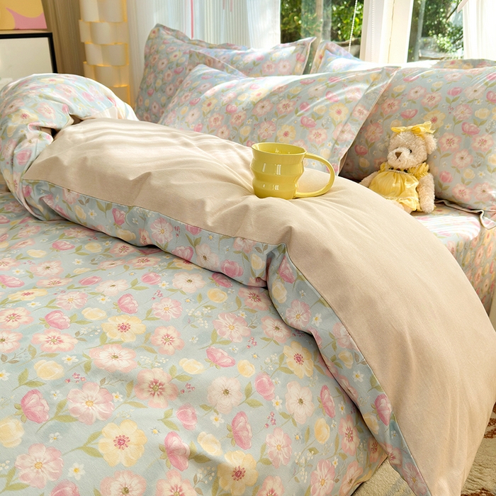 91家纺网 家纺一手货源 找家纺 拾物记 2025新款A类全棉纯棉加厚超柔磨毛单被套（提供买家秀质检报告和实验视频） 樱絮仙踪-兰