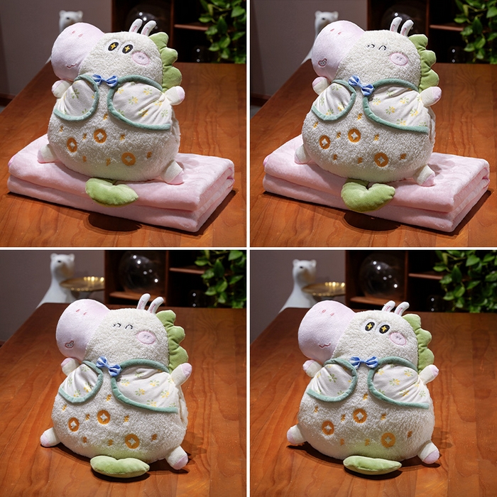 91家纺网 家纺一手货源 找家纺 仟亿莱 2025新款马上有钱领结小马三用抱枕毯 三用星星眼领结小马-2