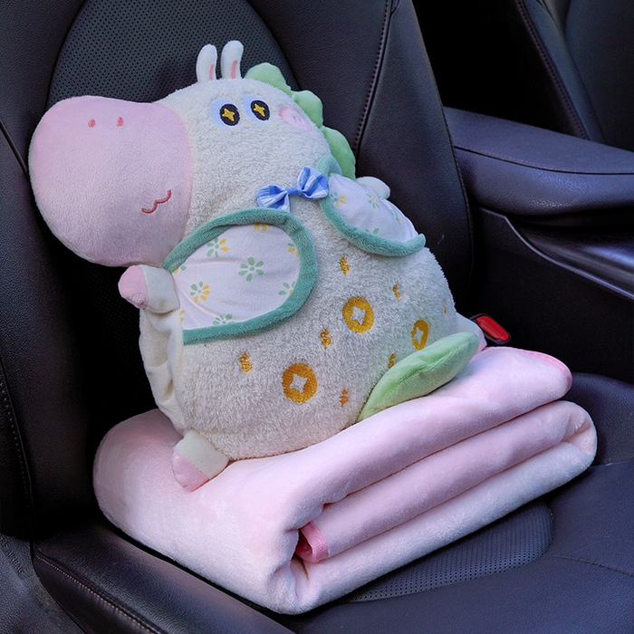 91家纺网 家纺一手货源 找家纺 仟亿莱 2025新款马上有钱领结小马三用抱枕毯 三用星星眼领结小马-2