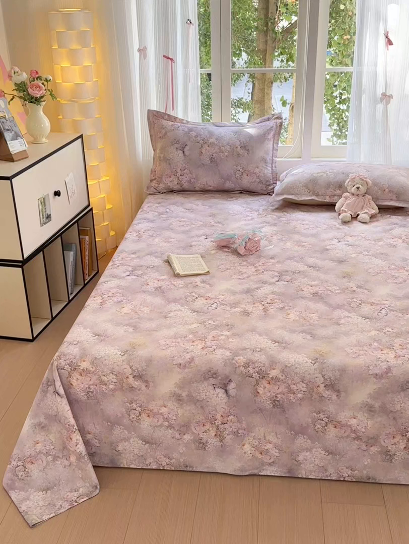 91家纺网 家纺一手货源 找家纺 拾物记 2025新款A类全棉纯棉加厚超柔磨毛单床单（提供买家秀质检报告和实验视频） 轻纱曼舞