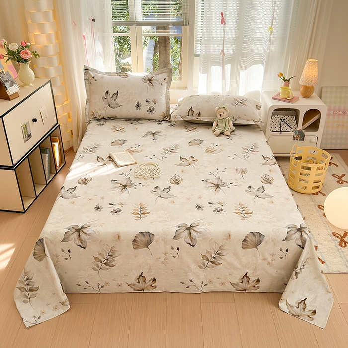 91家纺网 家纺一手货源 找家纺 拾物记 2025新款A类全棉纯棉加厚超柔磨毛单床单（提供买家秀质检报告和实验视频） 衫叶