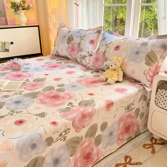 91家纺网 家纺一手货源 找家纺 拾物记 2025新款A类全棉纯棉加厚超柔磨毛单床单（提供买家秀质检报告和实验视频） 桃汐-粉