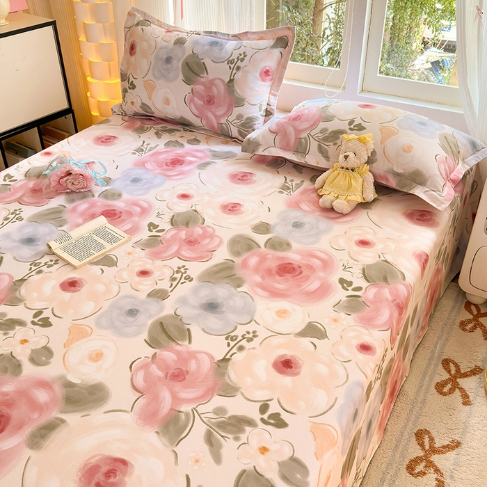 91家纺网 家纺一手货源 找家纺 拾物记 2025新款A类全棉纯棉加厚超柔磨毛单床单（提供买家秀质检报告和实验视频） 桃汐-粉