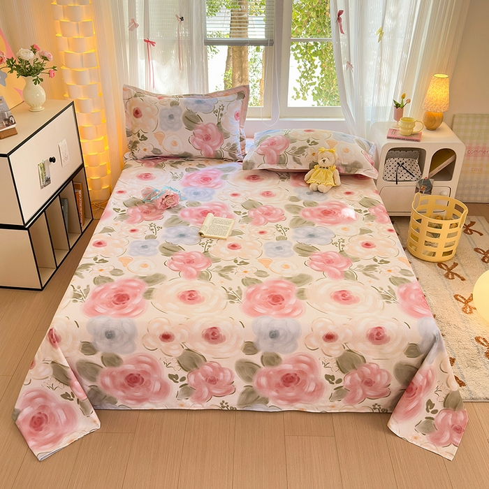 91家纺网 家纺一手货源 找家纺 拾物记 2025新款A类全棉纯棉加厚超柔磨毛单床单（提供买家秀质检报告和实验视频） 桃汐-粉