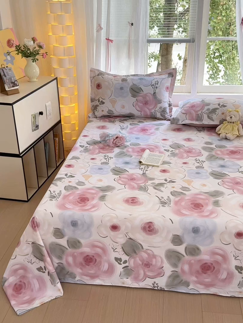 91家纺网 家纺一手货源 找家纺 拾物记 2025新款A类全棉纯棉加厚超柔磨毛单床单（提供买家秀质检报告和实验视频） 桃汐-粉