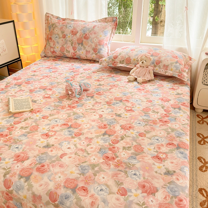 91家纺网 家纺一手货源 找家纺 拾物记 2025新款A类全棉纯棉加厚超柔磨毛单床单（提供买家秀质检报告和实验视频） 甜梦茶语