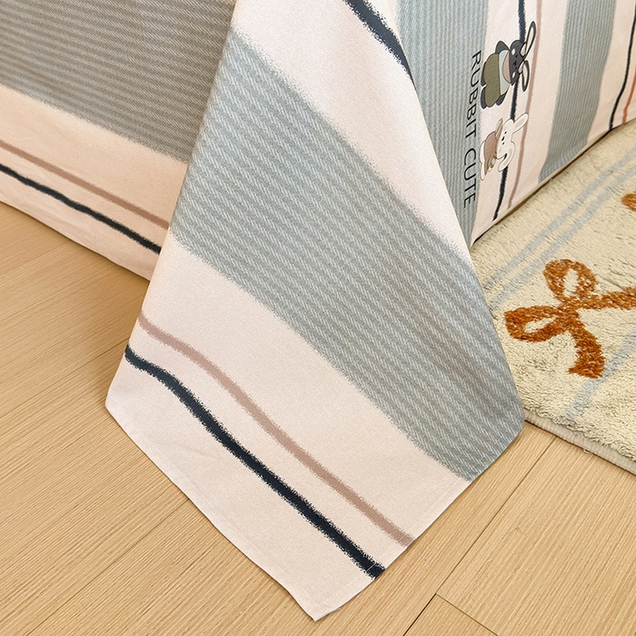 91家纺网 家纺一手货源 找家纺 拾物记 2025新款A类全棉纯棉加厚超柔磨毛单床单（提供买家秀质检报告和实验视频） 甜甜兔-蓝