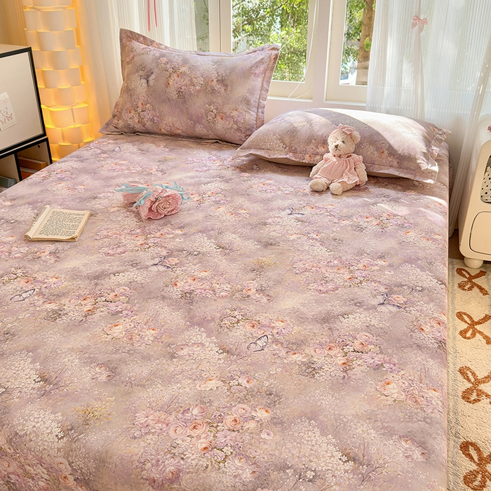 91家纺网 家纺一手货源 找家纺 拾物记 2025新款A类全棉纯棉加厚超柔磨毛单床单（提供买家秀质检报告和实验视频） 雾野花蝶