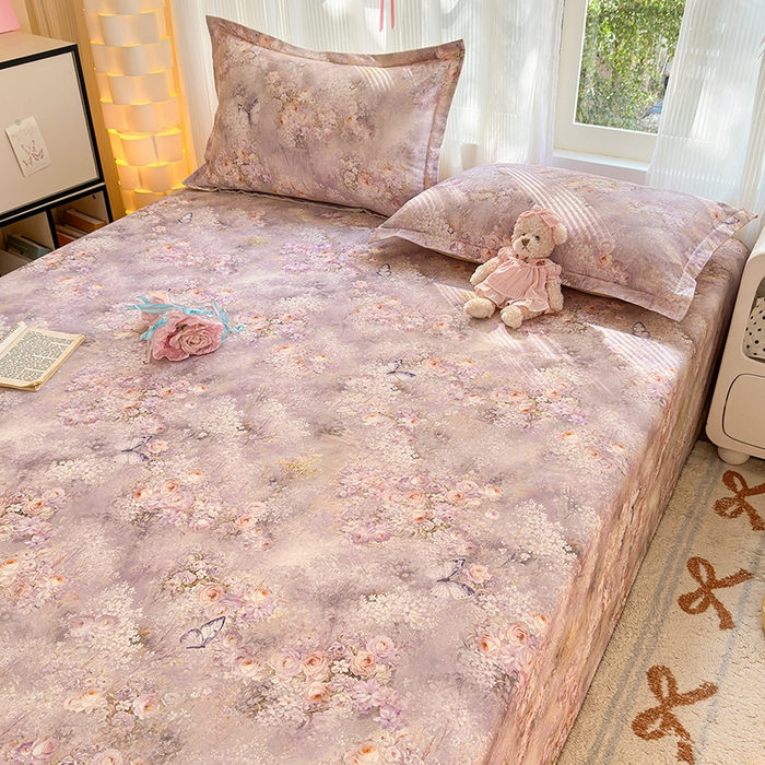 91家纺网 家纺一手货源 找家纺 拾物记 2025新款A类全棉纯棉加厚超柔磨毛单床单（提供买家秀质检报告和实验视频） 雾野花蝶