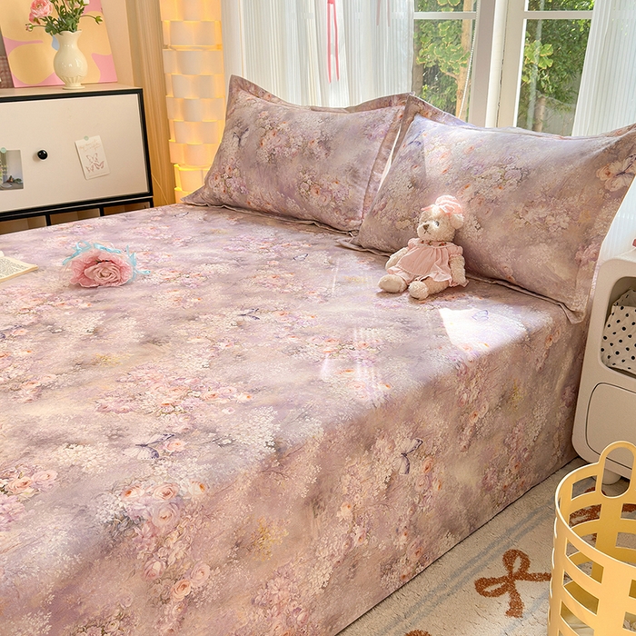 91家纺网 家纺一手货源 找家纺 拾物记 2025新款A类全棉纯棉加厚超柔磨毛单床单（提供买家秀质检报告和实验视频） 雾野花蝶