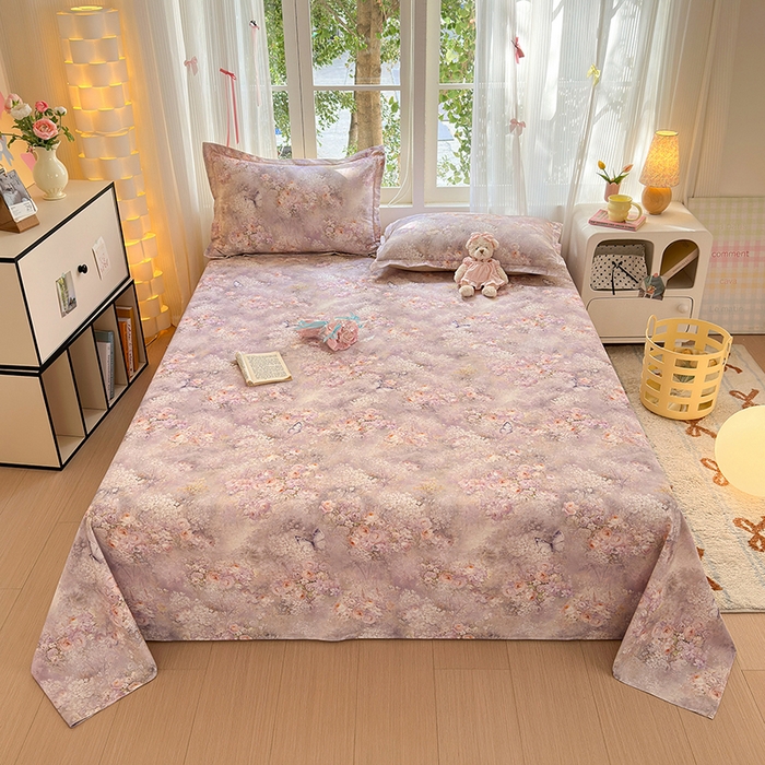 91家纺网 家纺一手货源 找家纺 拾物记 2025新款A类全棉纯棉加厚超柔磨毛单床单（提供买家秀质检报告和实验视频） 雾野花蝶