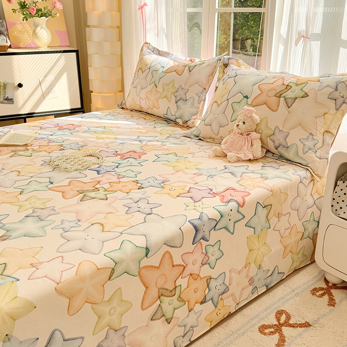 91家纺网 家纺一手货源 找家纺 拾物记 2025新款A类全棉纯棉加厚超柔磨毛单床单（提供买家秀质检报告和实验视频） 星晚-粉