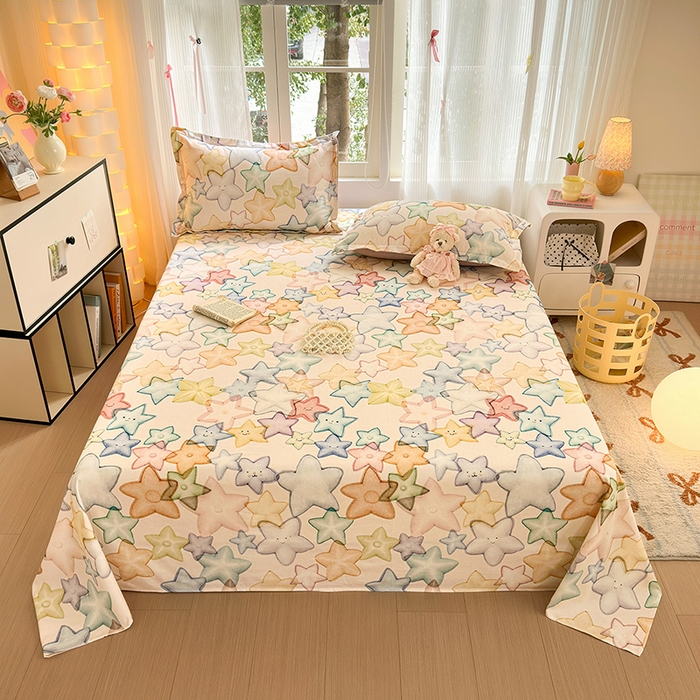 91家纺网 家纺一手货源 找家纺 拾物记 2025新款A类全棉纯棉加厚超柔磨毛单床单（提供买家秀质检报告和实验视频） 星晚-粉