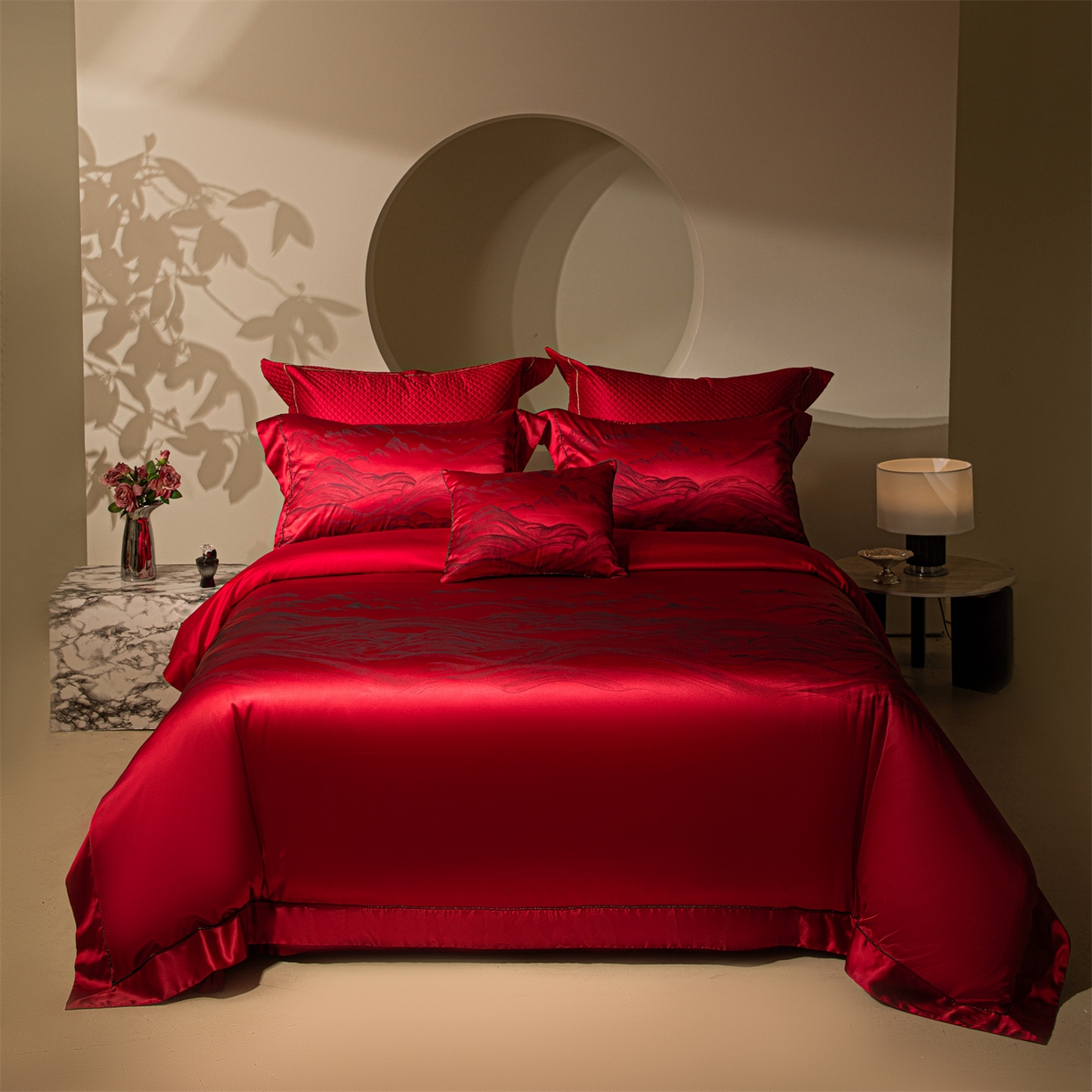 91家纺网 家纺一手货源 找家纺 （总）佳汐蓝家纺 2025新款100支全棉刺绣婚庆四件套-维尔斯