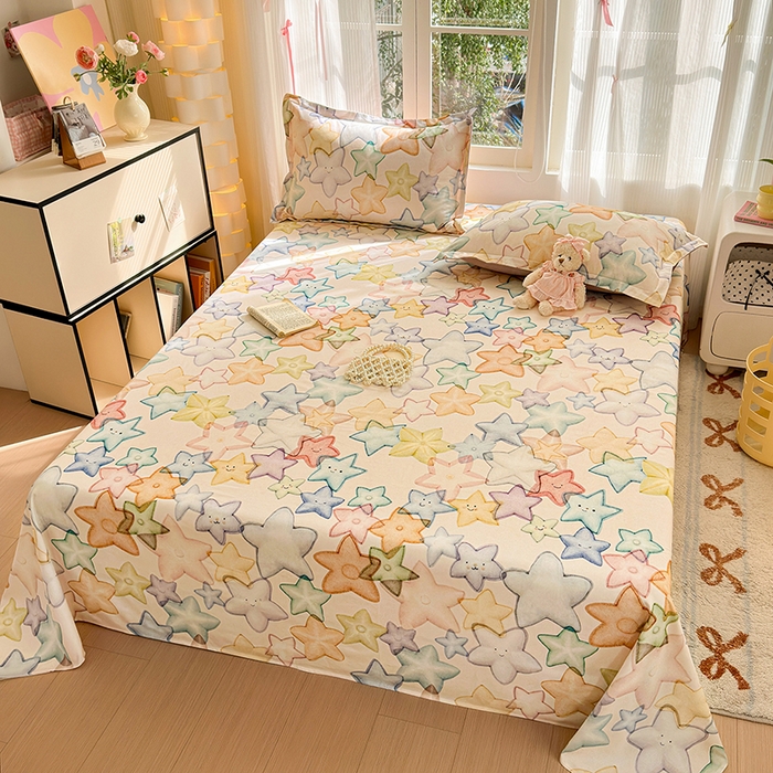 91家纺网 家纺一手货源 找家纺 拾物记 2025新款A类全棉纯棉加厚超柔磨毛单床单（提供买家秀质检报告和实验视频） 星晚-粉