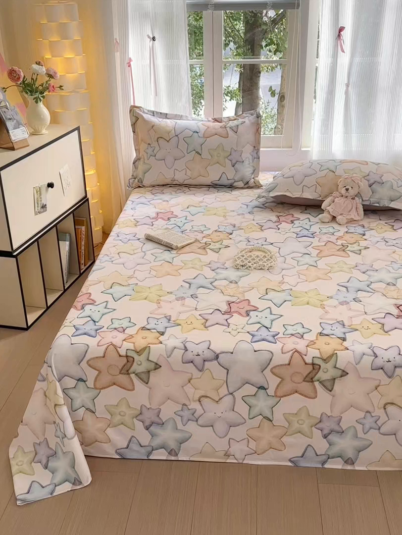 91家纺网 家纺一手货源 找家纺 拾物记 2025新款A类全棉纯棉加厚超柔磨毛单床单（提供买家秀质检报告和实验视频） 星晚-粉