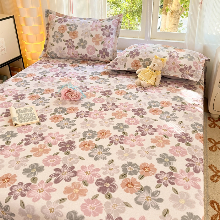 91家纺网 家纺一手货源 找家纺 拾物记 2025新款A类全棉纯棉加厚超柔磨毛单床单（提供买家秀质检报告和实验视频） 忆甜米紫