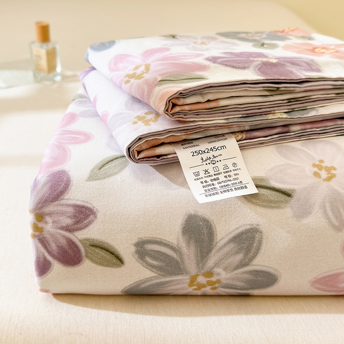 91家纺网 家纺一手货源 找家纺 拾物记 2025新款A类全棉纯棉加厚超柔磨毛单床单（提供买家秀质检报告和实验视频） 忆甜米紫