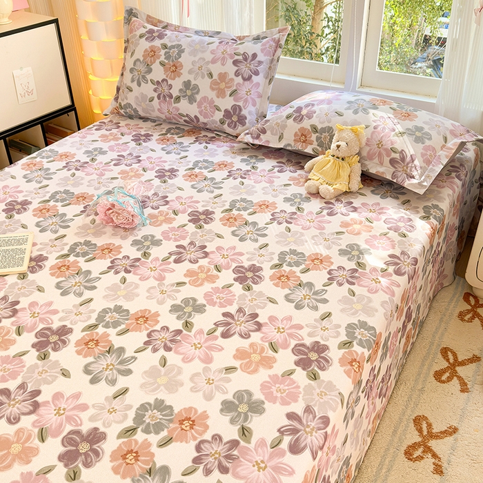 91家纺网 家纺一手货源 找家纺 拾物记 2025新款A类全棉纯棉加厚超柔磨毛单床单（提供买家秀质检报告和实验视频） 忆甜米紫