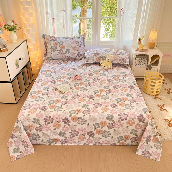 91家纺网 家纺一手货源 找家纺 拾物记 2025新款A类全棉纯棉加厚超柔磨毛单床单（提供买家秀质检报告和实验视频） 忆甜米紫