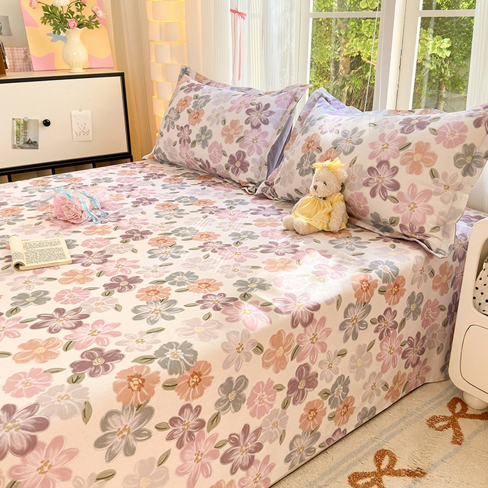 91家纺网 家纺一手货源 找家纺 拾物记 2025新款A类全棉纯棉加厚超柔磨毛单床单（提供买家秀质检报告和实验视频） 忆甜米紫