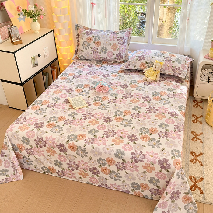 91家纺网 家纺一手货源 找家纺 拾物记 2025新款A类全棉纯棉加厚超柔磨毛单床单（提供买家秀质检报告和实验视频） 忆甜米紫