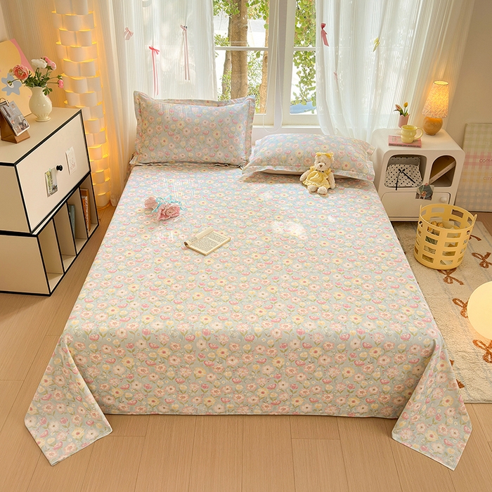 91家纺网 家纺一手货源 找家纺 拾物记 2025新款A类全棉纯棉加厚超柔磨毛单床单（提供买家秀质检报告和实验视频） 樱絮仙踪-兰