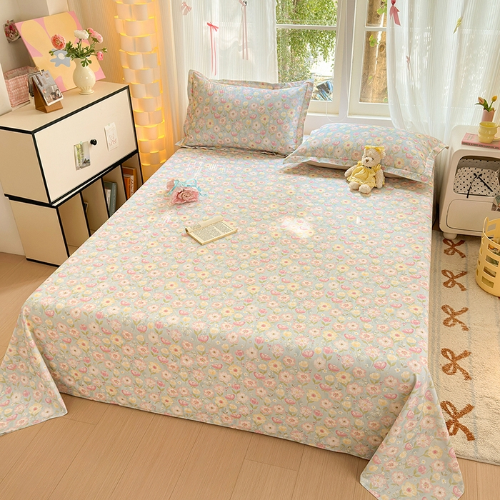 91家纺网 家纺一手货源 找家纺 拾物记 2025新款A类全棉纯棉加厚超柔磨毛单床单（提供买家秀质检报告和实验视频） 樱絮仙踪-兰