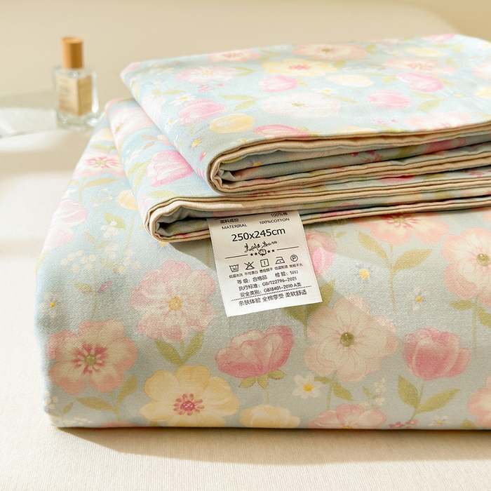 91家纺网 家纺一手货源 找家纺 拾物记 2025新款A类全棉纯棉加厚超柔磨毛单床单（提供买家秀质检报告和实验视频） 樱絮仙踪-兰