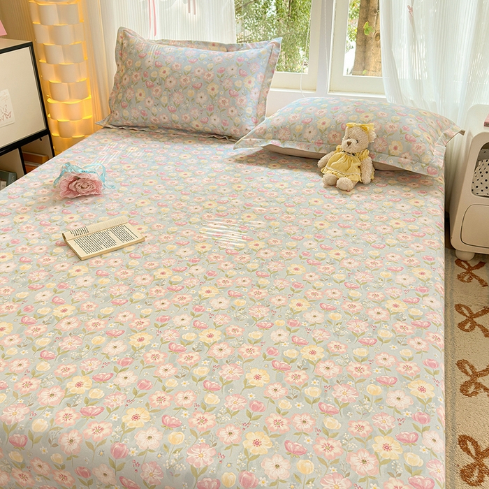 91家纺网 家纺一手货源 找家纺 拾物记 2025新款A类全棉纯棉加厚超柔磨毛单床单（提供买家秀质检报告和实验视频） 樱絮仙踪-兰