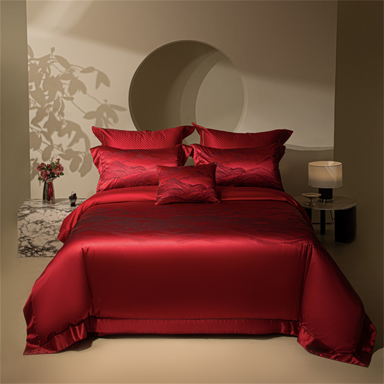 91家纺网 家纺一手货源 找家纺 （总）佳汐蓝家纺 2025新款100支全棉刺绣婚庆四件套-维尔斯