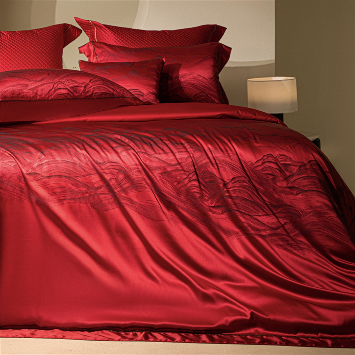 91家纺网 家纺一手货源 找家纺 （总）佳汐蓝家纺 2025新款100支全棉刺绣婚庆四件套-维尔斯