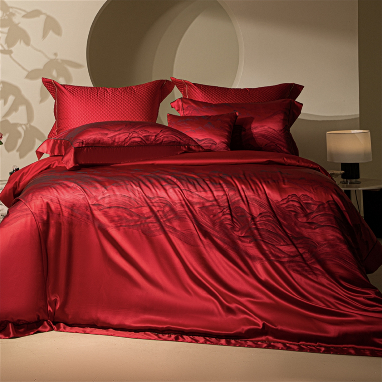 91家纺网 家纺一手货源 找家纺 （总）佳汐蓝家纺 2025新款100支全棉刺绣婚庆四件套-维尔斯