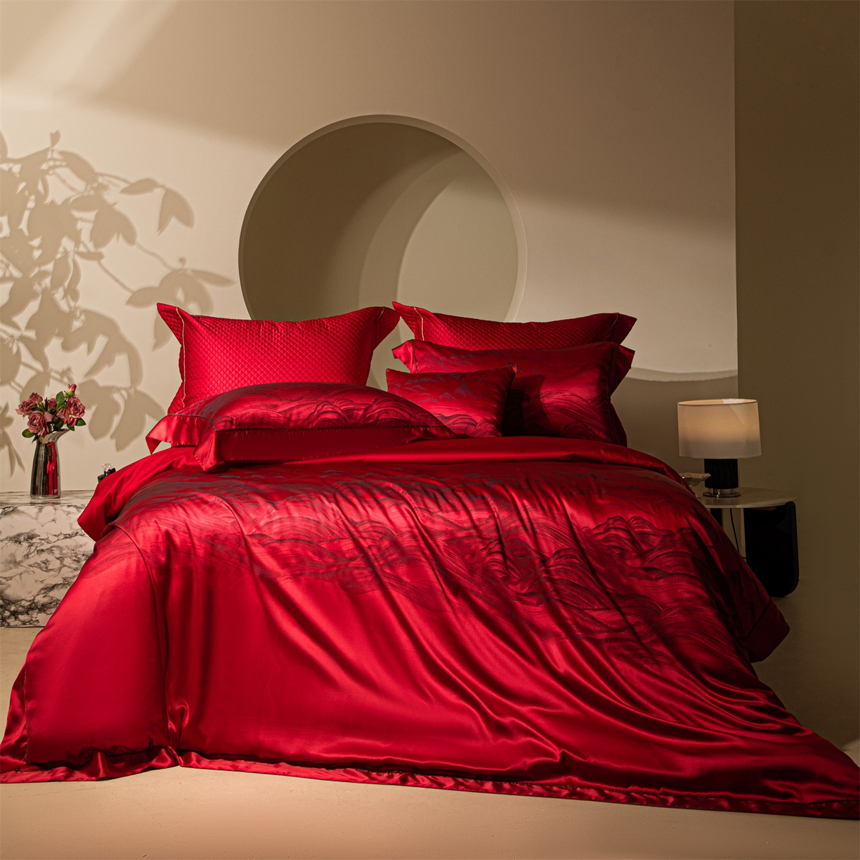 91家纺网 家纺一手货源 找家纺 （总）佳汐蓝家纺 2025新款100支全棉刺绣婚庆四件套-维尔斯