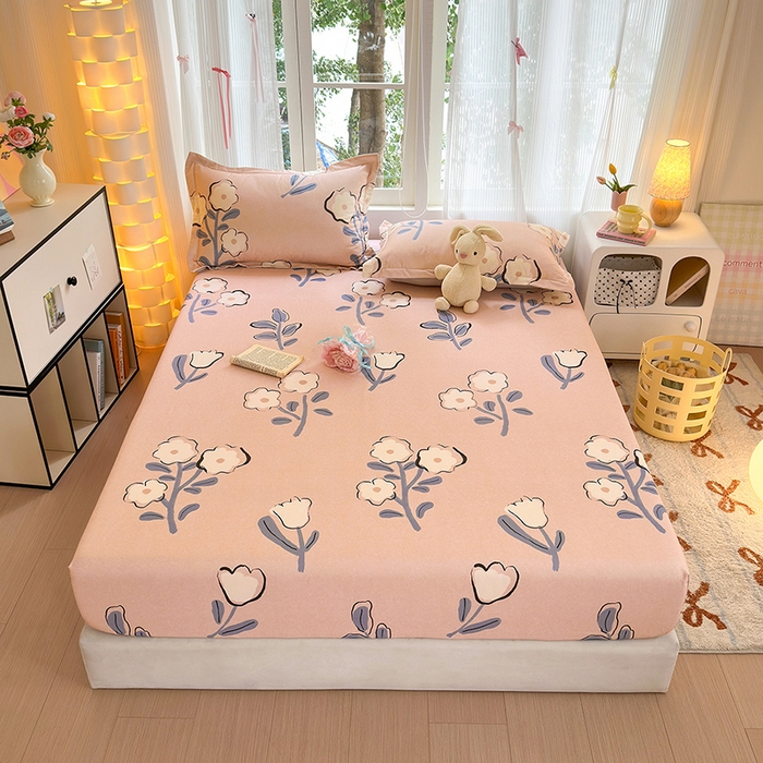 91家纺网 家纺一手货源 找家纺 拾物记 2025新款A类全棉纯棉加厚超柔磨毛单床笠（提供买家秀质检报告和实验视频） 千芬里-桔