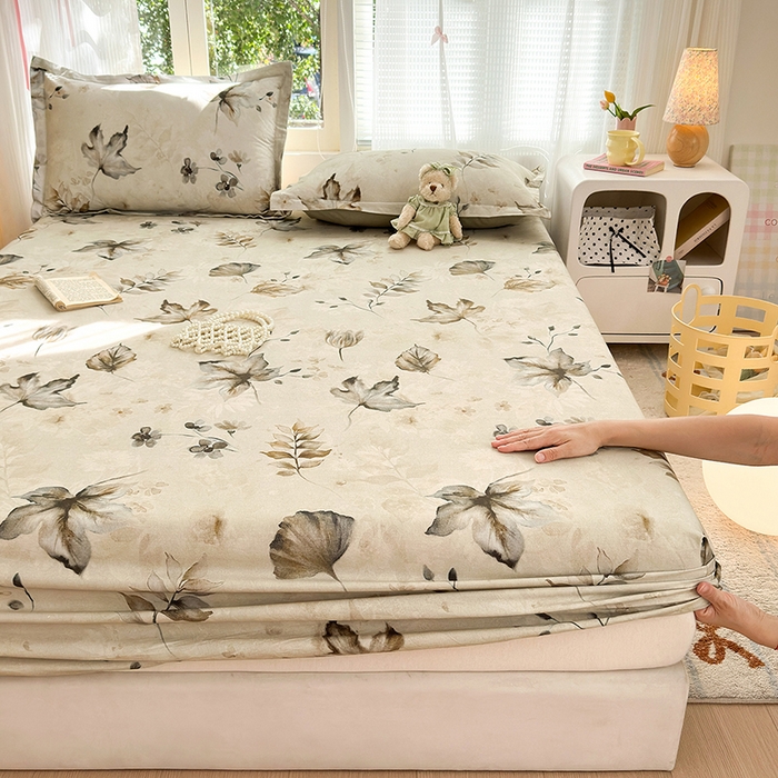 91家纺网 家纺一手货源 找家纺 拾物记 2025新款A类全棉纯棉加厚超柔磨毛单床笠（提供买家秀质检报告和实验视频） 衫叶