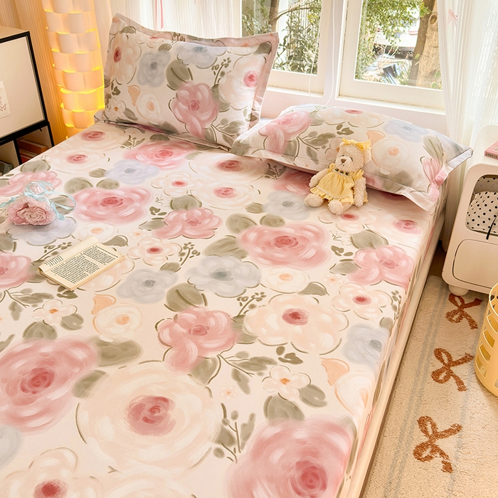 91家纺网 家纺一手货源 找家纺 拾物记 2025新款A类全棉纯棉加厚超柔磨毛单床笠（提供买家秀质检报告和实验视频） 桃汐-粉